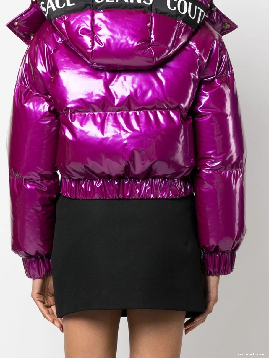 Affordable Couture Jeans hooded glossy-finish jacket puffer Versace Women 0406